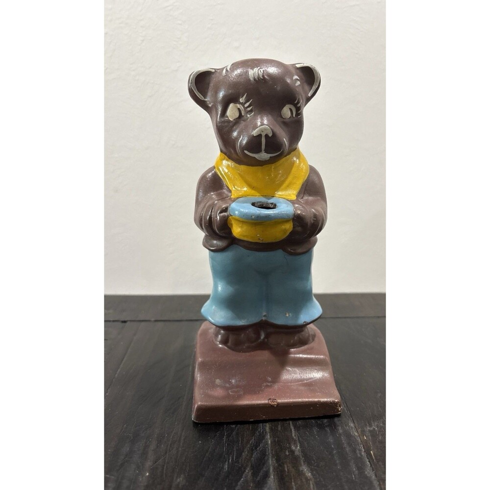 Vintage Ceramic Brown Bear Hanging Toothbrush Holder Gaytane Calif Kitsch 50s